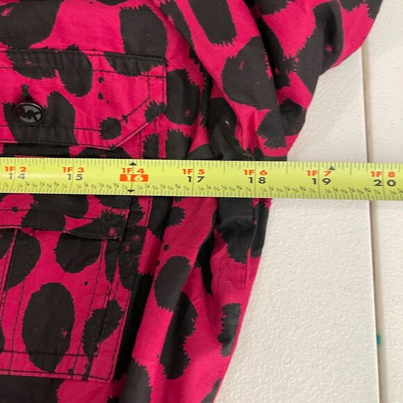 Michael Kors Blouse Women's 10 Pink Printed Button Up Preppy Long Sleeve Top - Picture 8 of 9